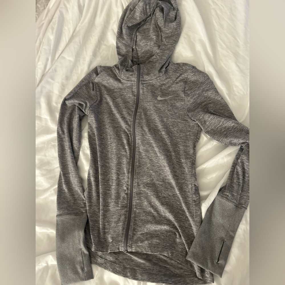 Nike Dri-FIT Heather Gray Running zip up lightweight jacket